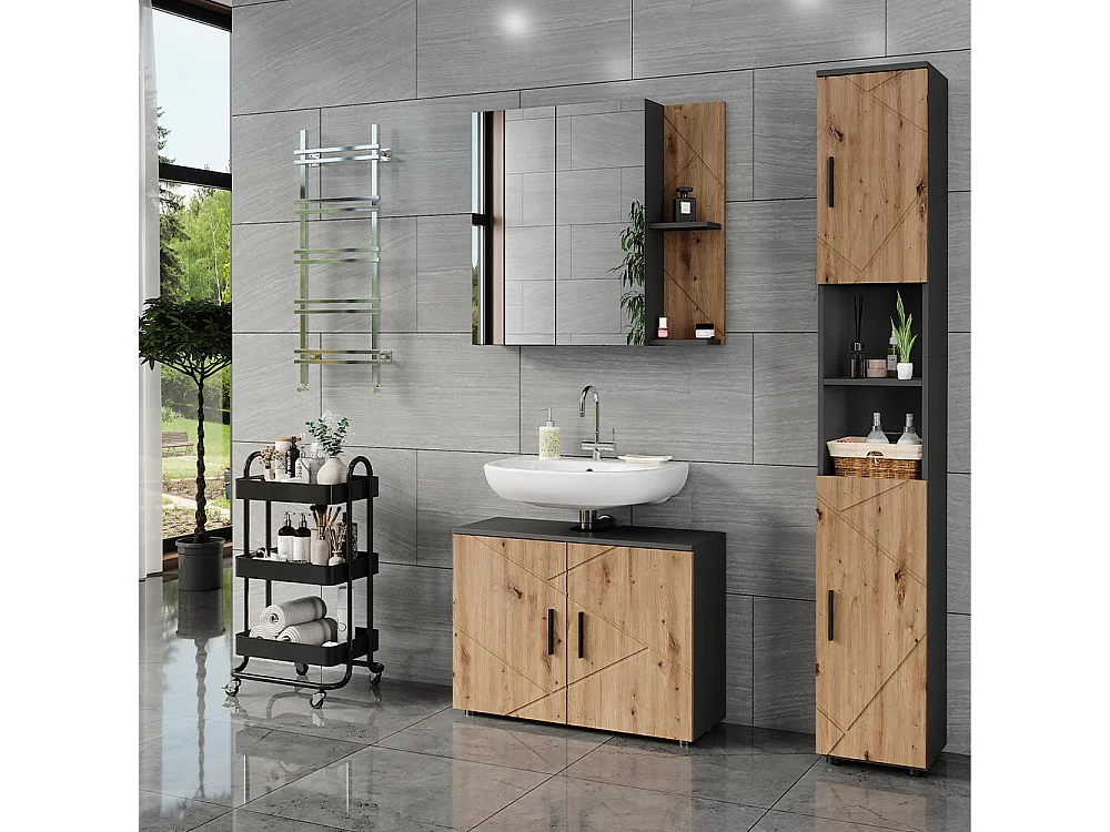 Set di mobili da bagno antracite/artisan 80x30x59 irma