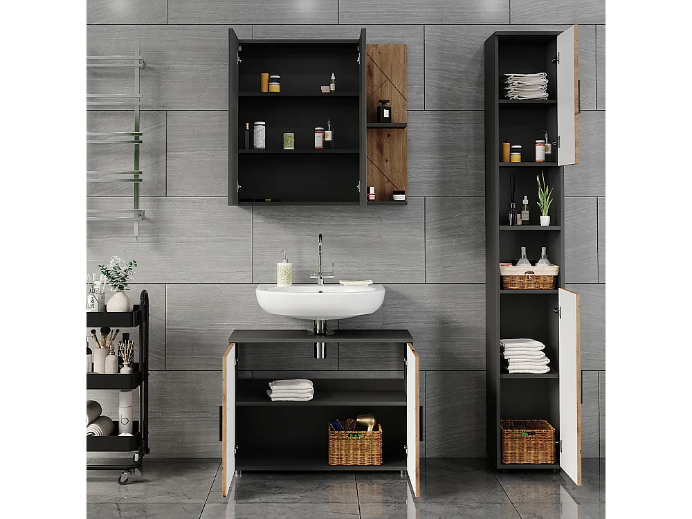 Set di mobili da bagno antracite/artisan 80x30x59 irma