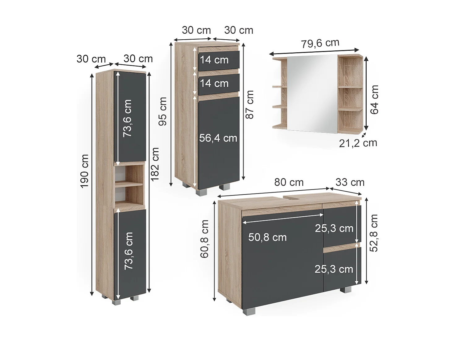 Meubles bain sonoma 80x33x60 j-shape