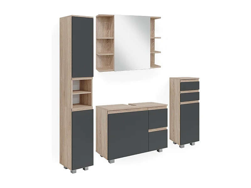 Badmöbel-Set sonoma 80x33x60 j-shape