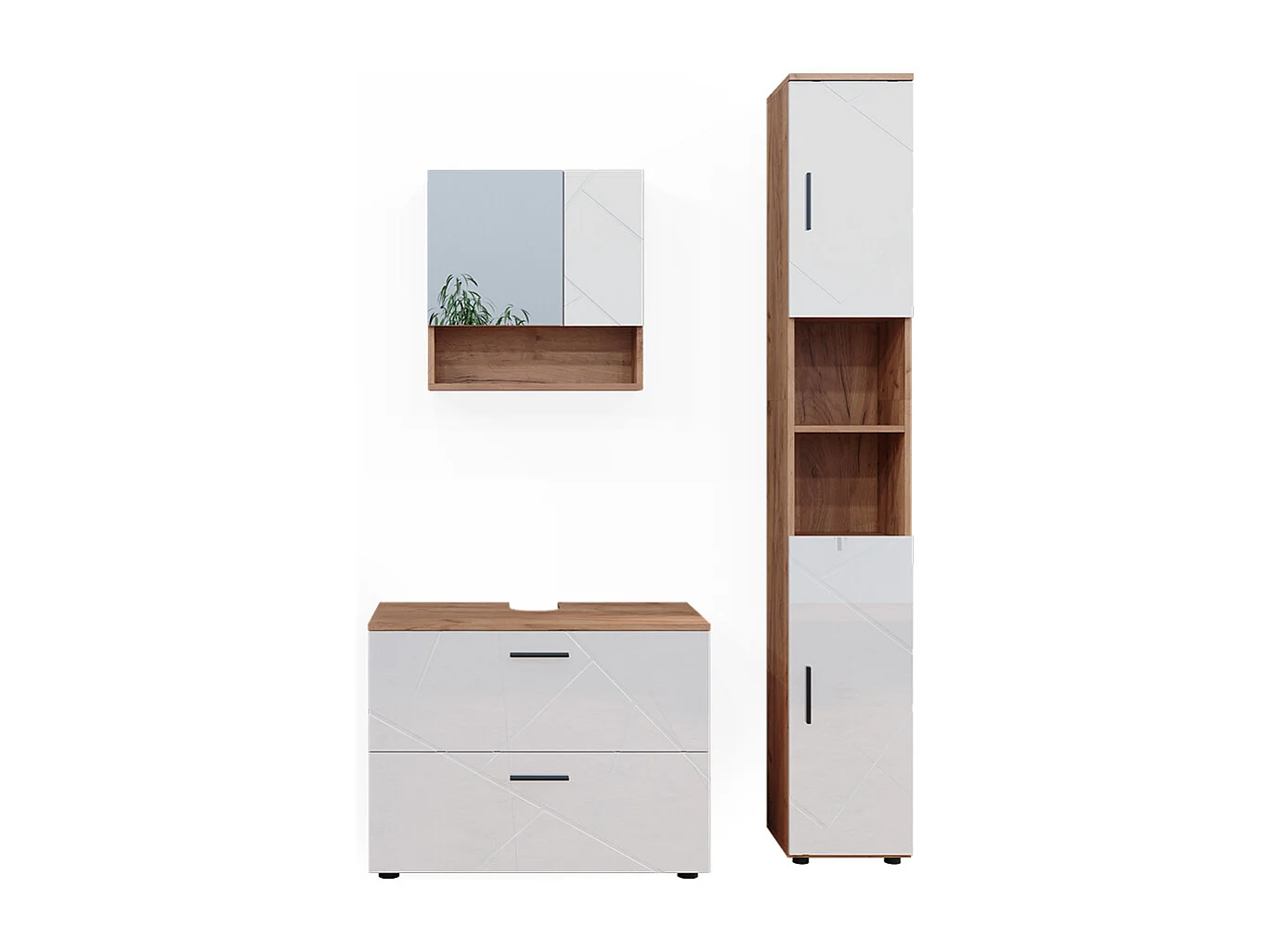 Meubles bain blanc brillant/chêne doré 80x41x58.6 irma