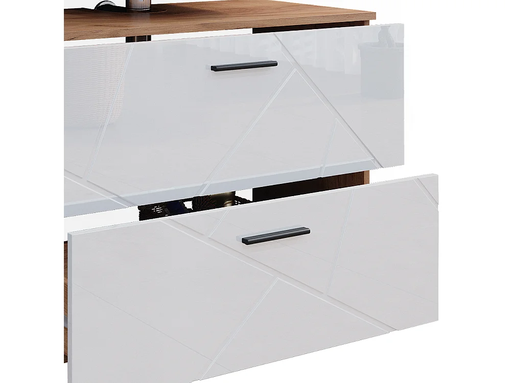 Meubles bain blanc brillant/chêne doré 80x41x58.6 irma