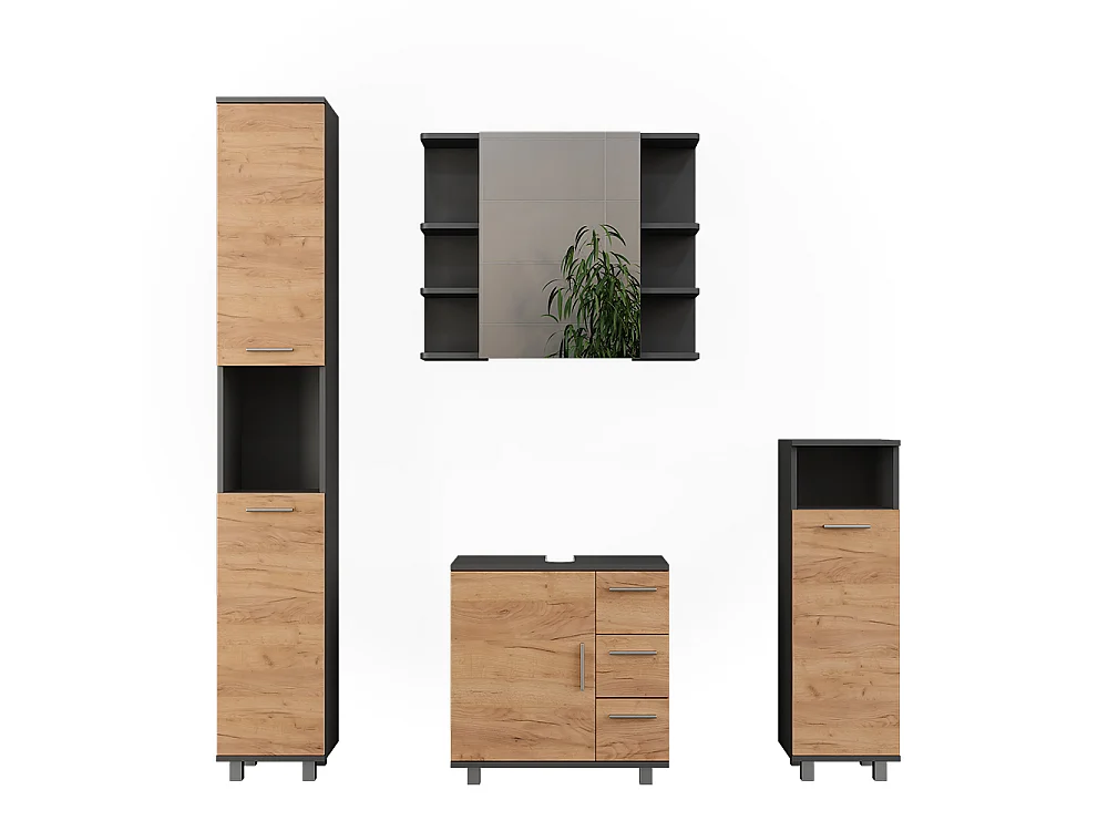 Set di mobili da bagno Rovere dorato/antracite 60.2x33x60.8 ilias