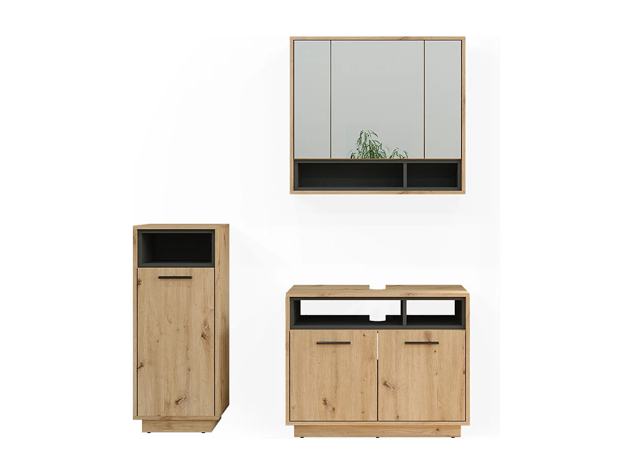 Meubles bain chêne artisan 80x40x64 beatrice