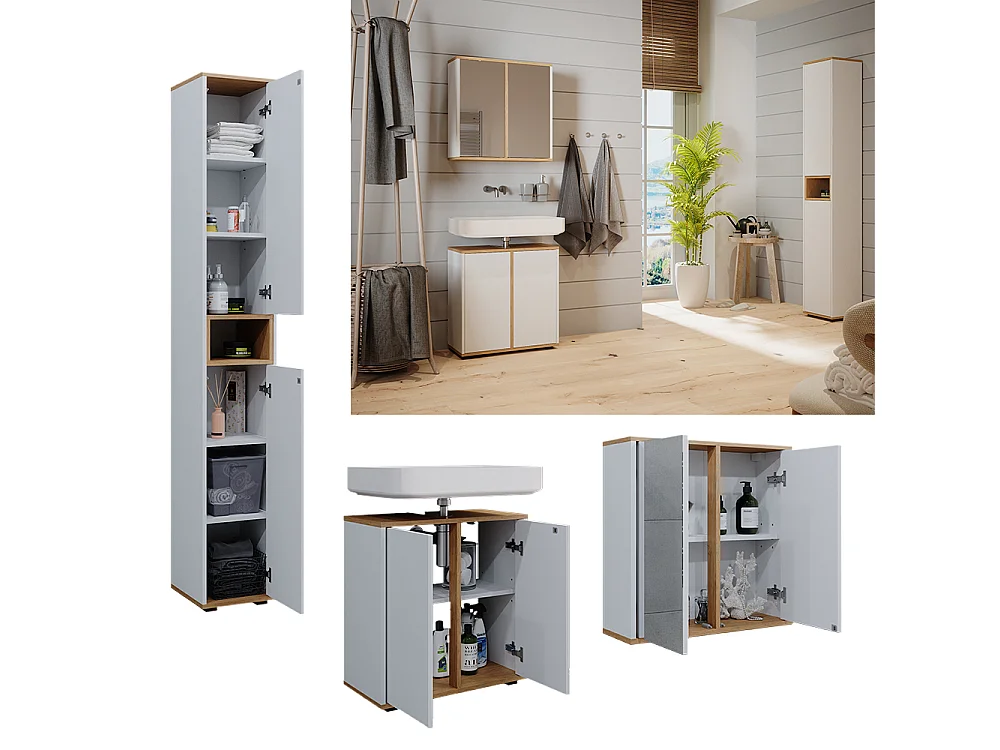 Ensemble de meubles de salle de bain blanc/artisan 60x30x62 didi