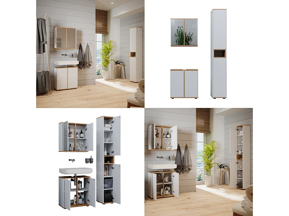 Ensemble de meubles de salle de bain blanc/artisan 60x30x62 didi