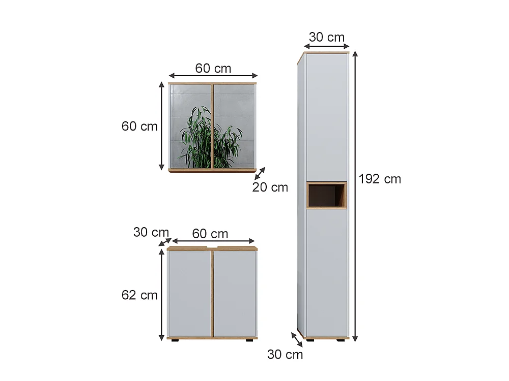 Badmöbel-Set weiß/artisan 60x30x62 didi
