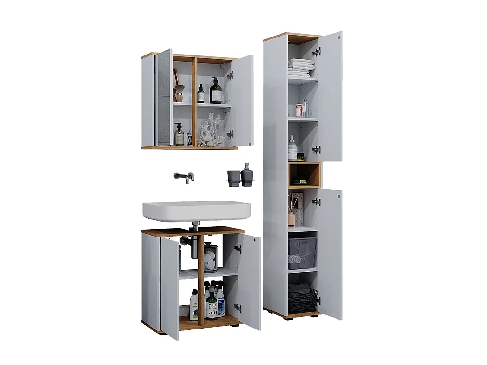 Badmöbel-Set weiß/artisan 60x30x62 didi