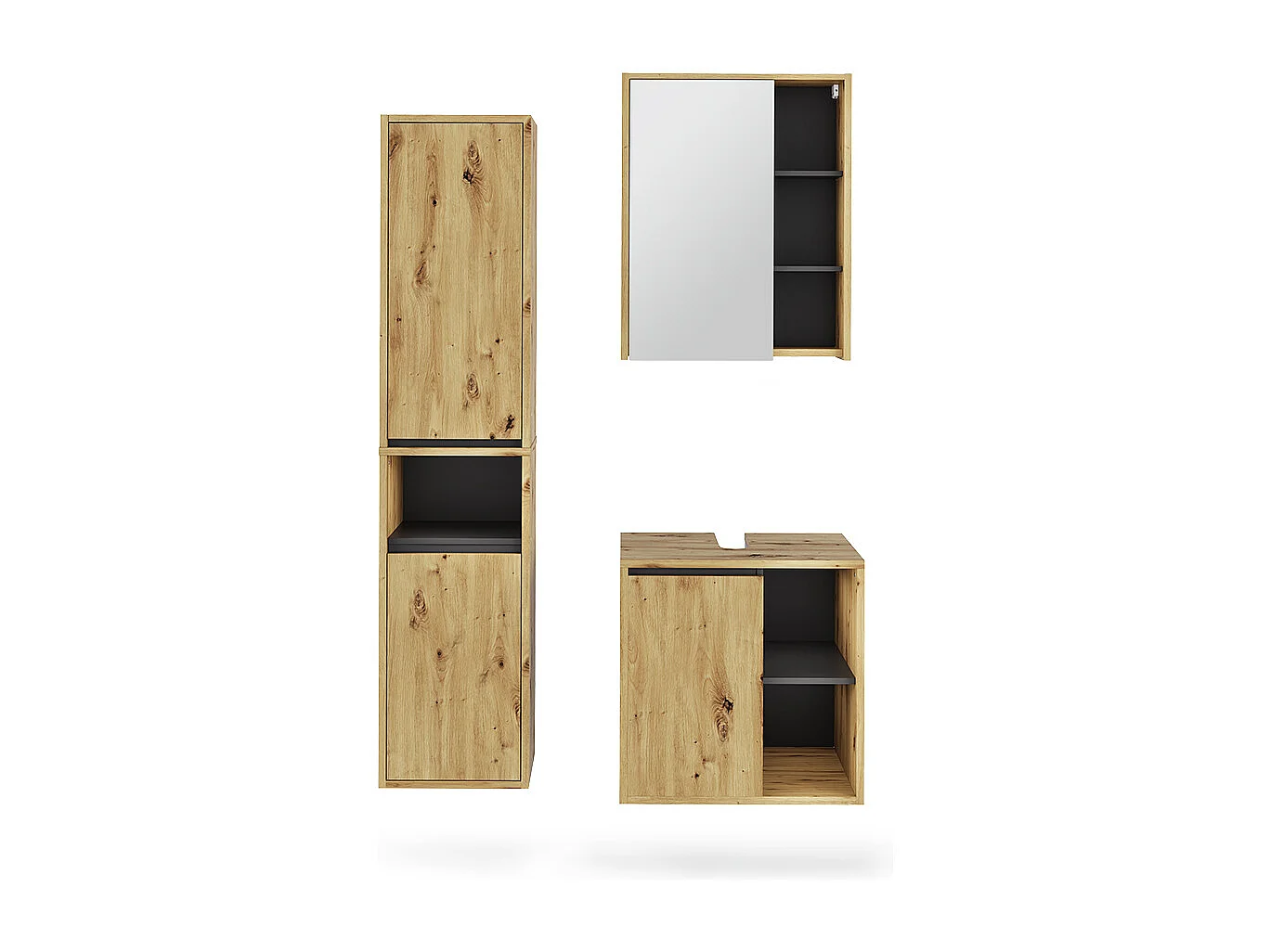 Badkamermeubelset artisanaal/grijs 60x45.5x60 viola