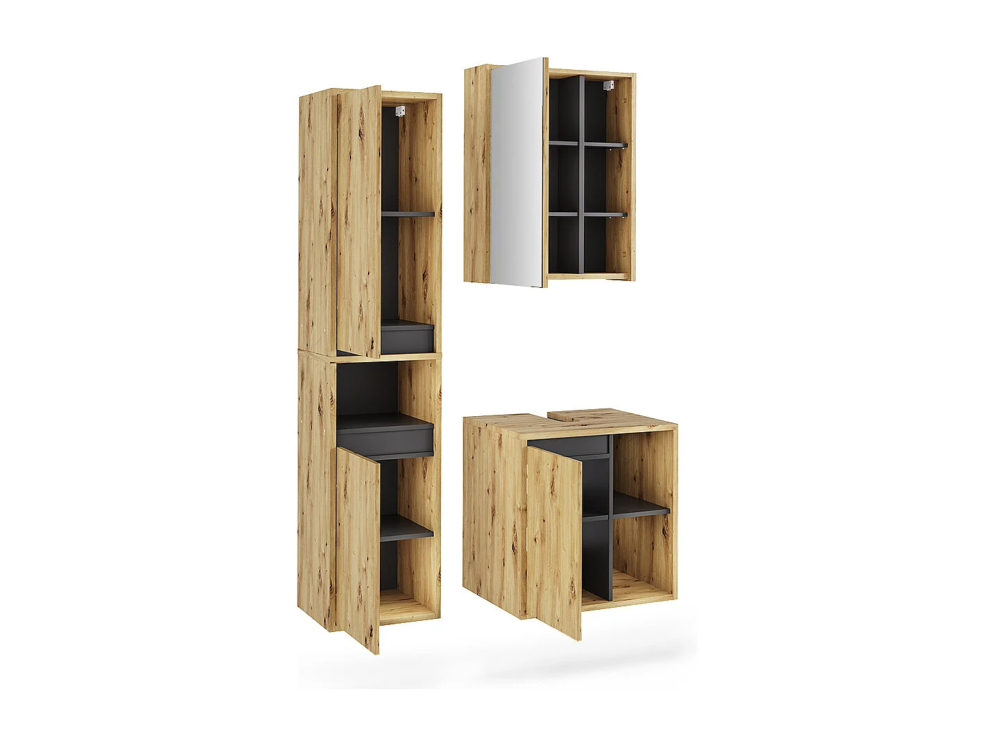 Badkamermeubelset artisanaal/grijs 60x45.5x60 viola