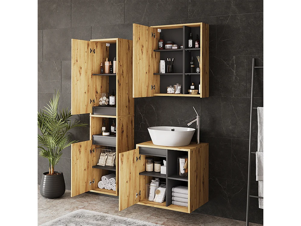 Ensemble de meubles de salle de bains artisan/gris 60x45.5x60 viola