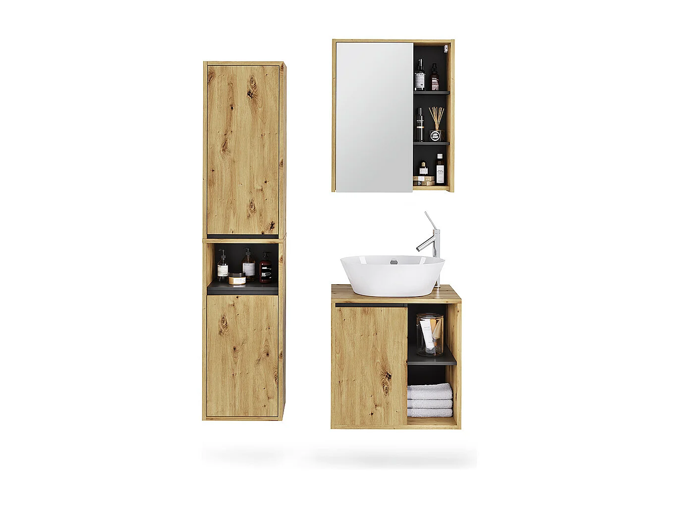 Ensemble de meubles de salle de bains artisan/gris 60x45.5x60 viola