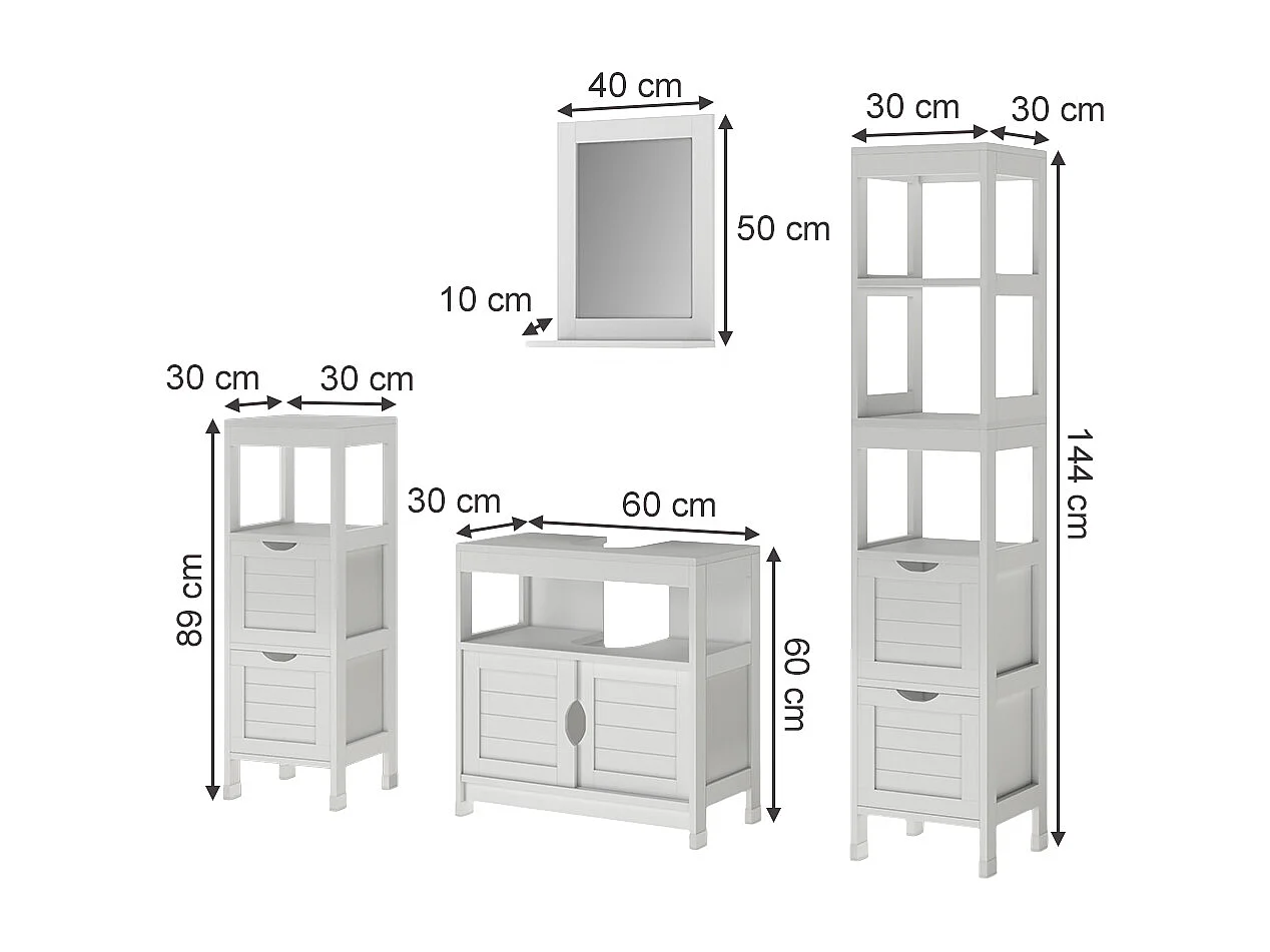 Meubles bain blanc 60x30x60 vilda