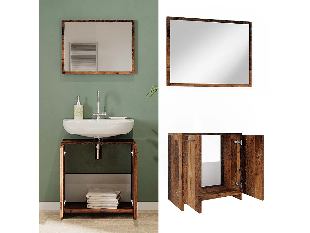 Meubles bain chêne rustique 58x33x60 kiko