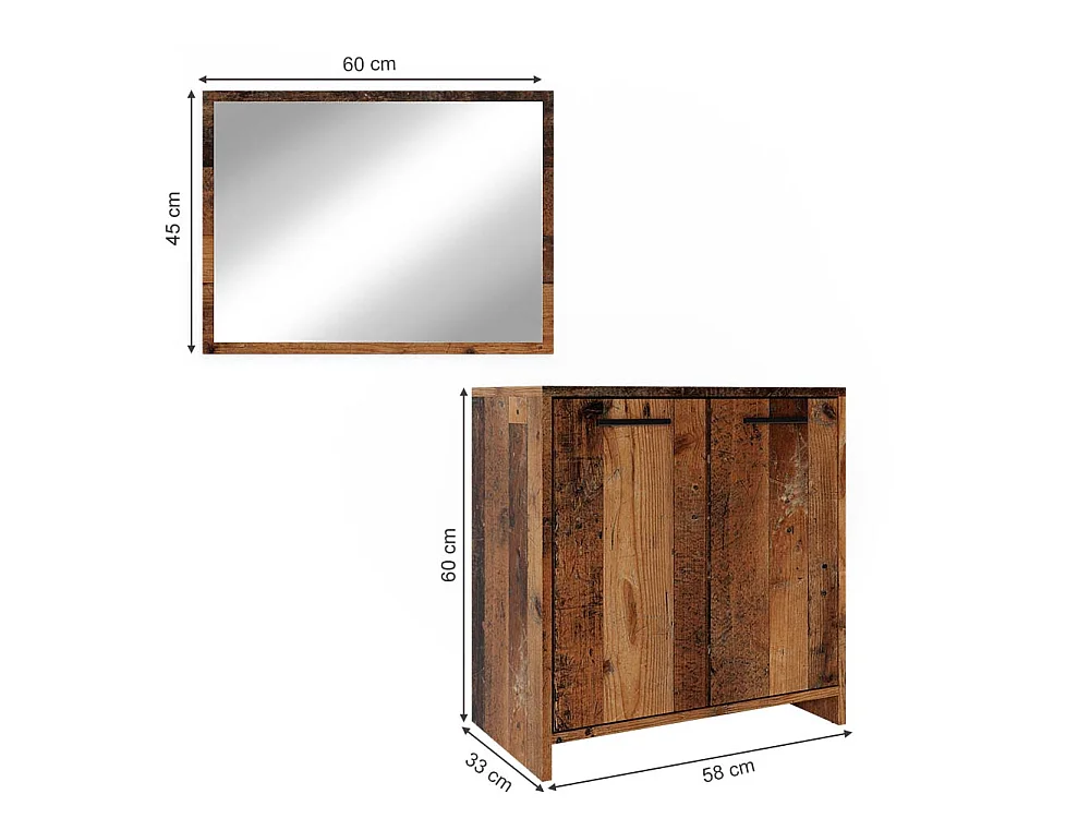 Meubles bain chêne rustique 58x33x60 kiko