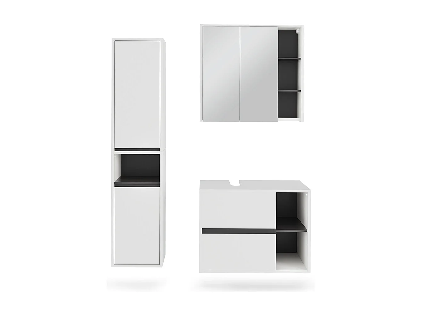 Badmöbel-Set weiß/grau 80x46x60 viola