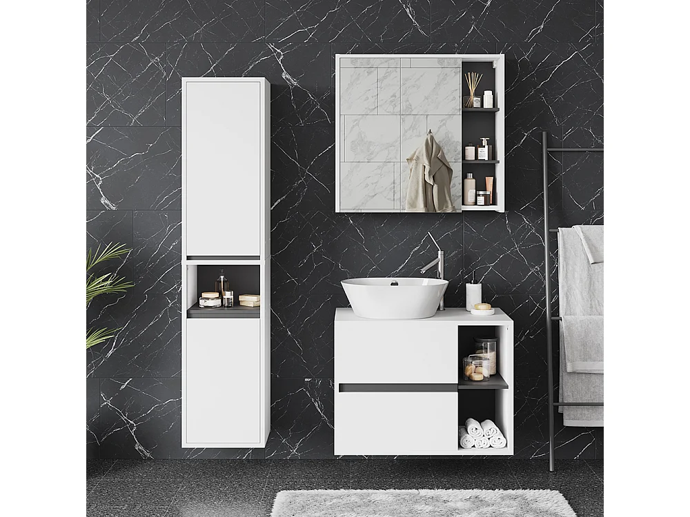 Ensemble de meubles de salle de bain blanc/gris 80x46x60 viola