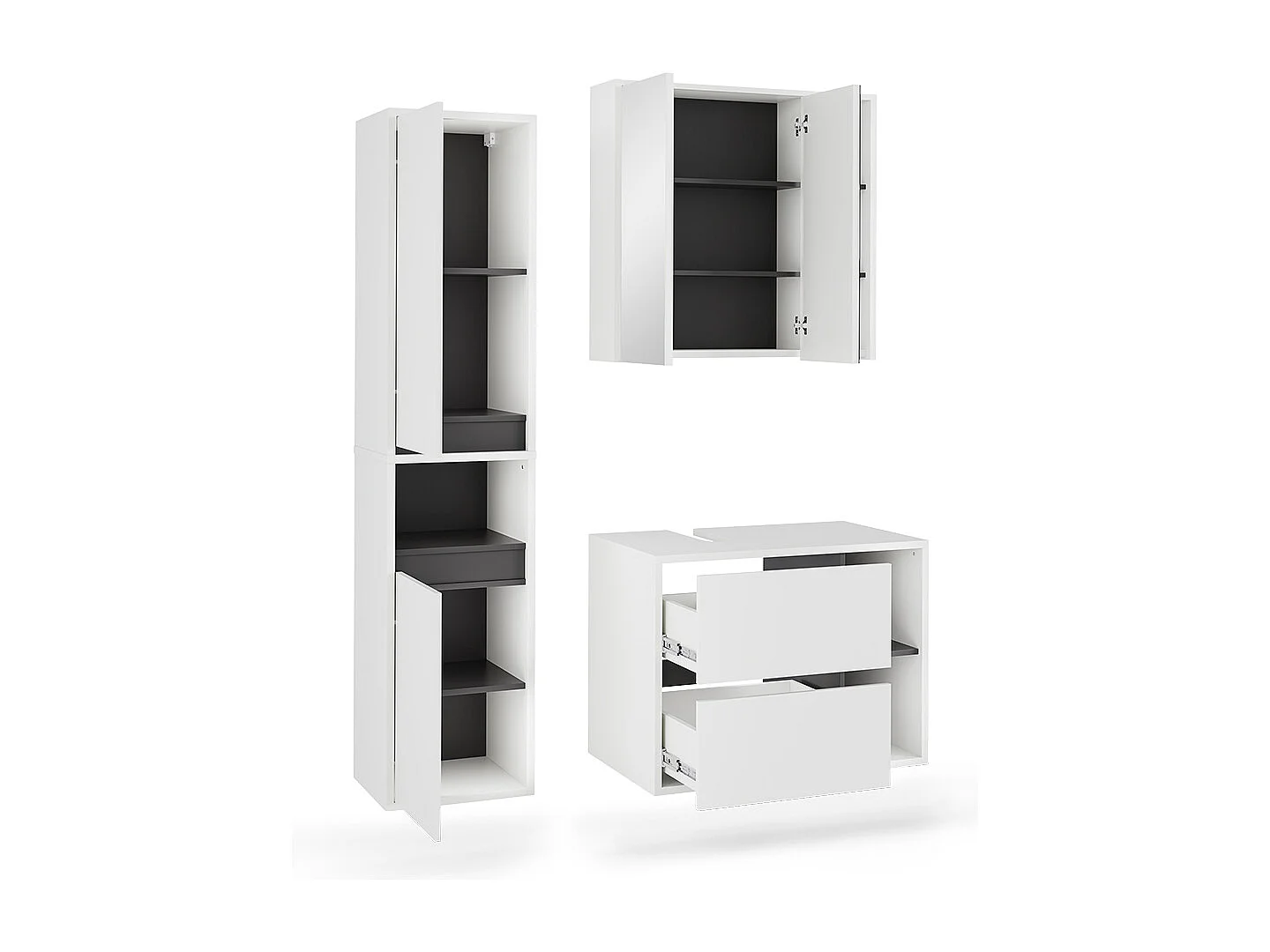 Ensemble de meubles de salle de bain blanc/gris 80x46x60 viola