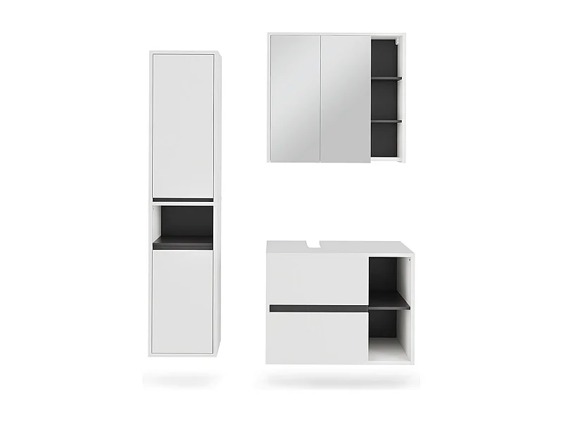 Badmöbel-Set branco/cinza 80x46x60 viola