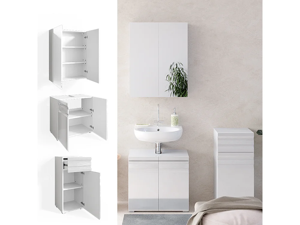 Conjunto de muebles de baño blanco alto brillo 56x34x60 fredd