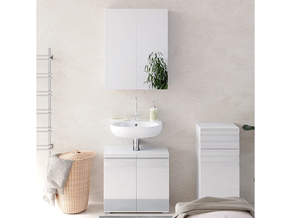 Conjunto de muebles de baño blanco alto brillo 56x34x60 fredd