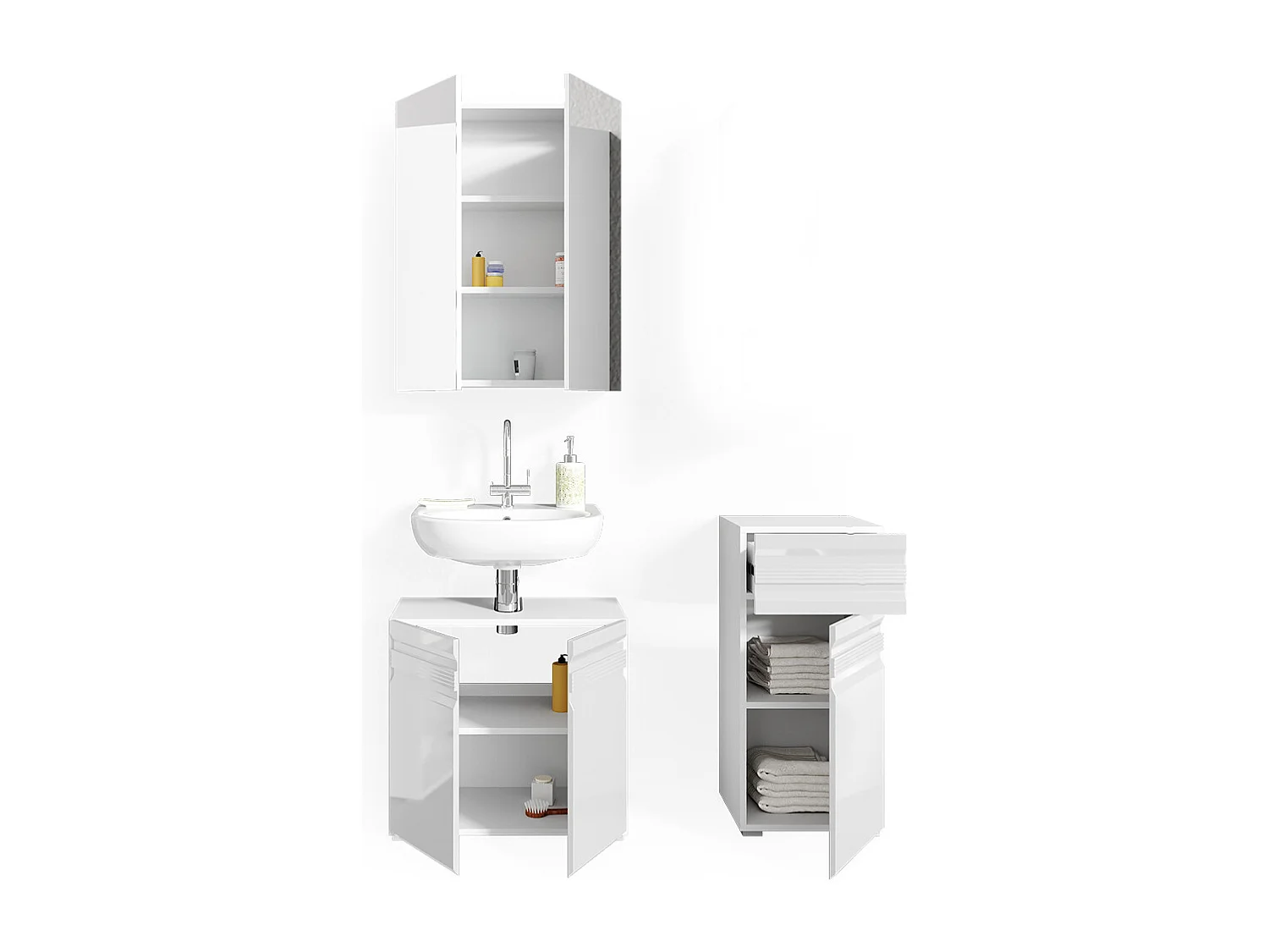 Conjunto de muebles de baño blanco alto brillo 56x34x60 fredd