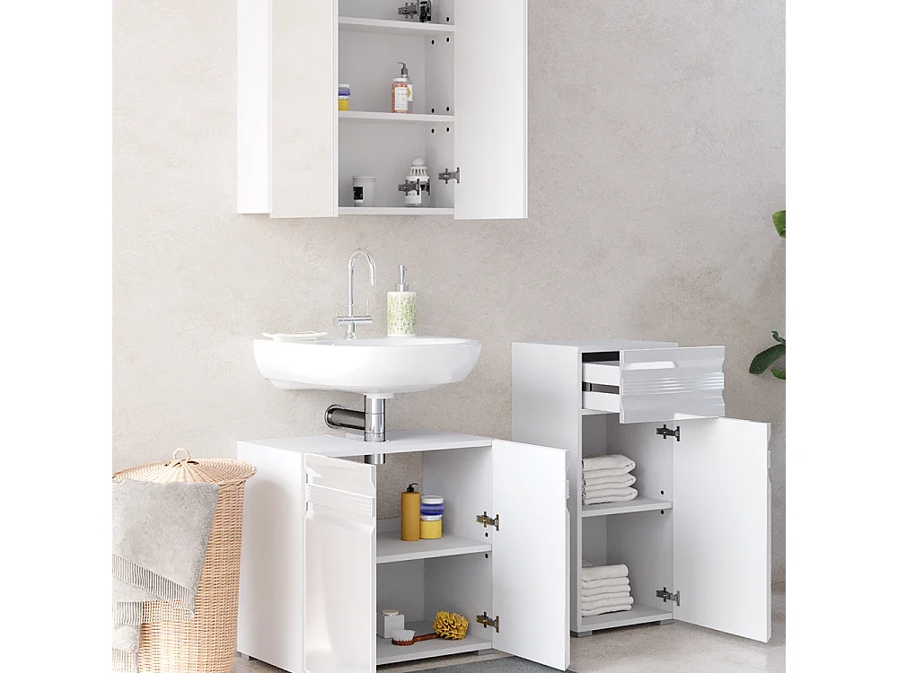 Meubles bain blanc haute brillance 56x34x60 fredd