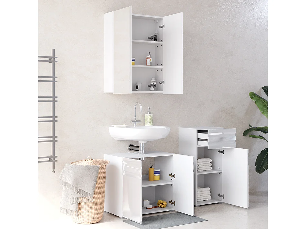 Meubles bain blanc haute brillance 56x34x60 fredd