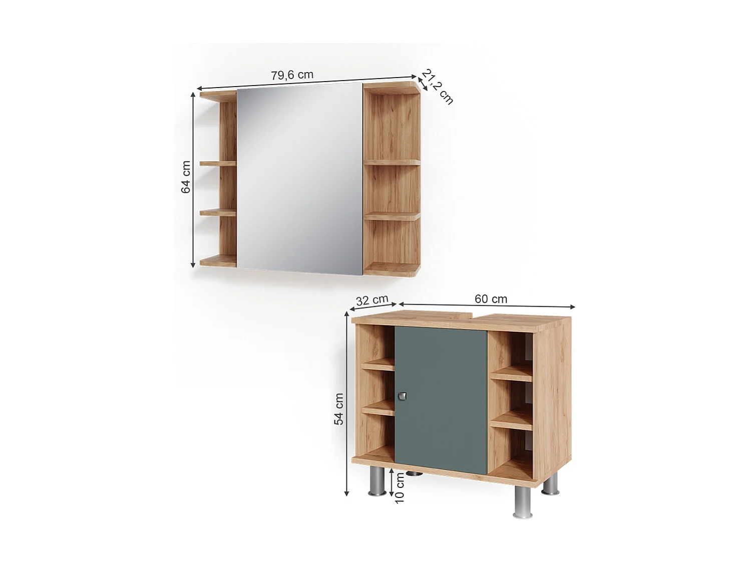 Badmöbel-Set grün 60x32x54 fynn