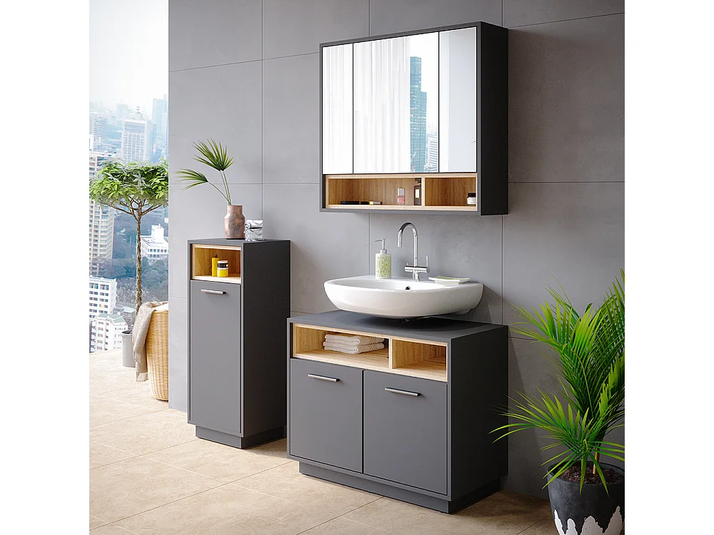 Meubles bain anthracite 80x40x64 beatrice