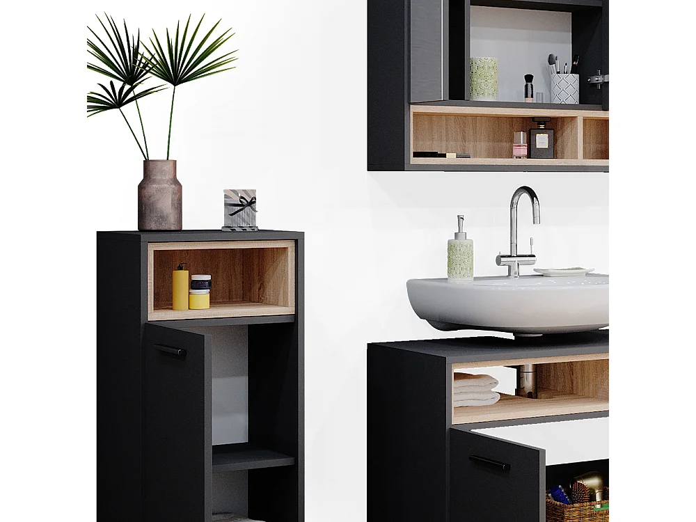 Meubles bain anthracite 80x40x64 beatrice
