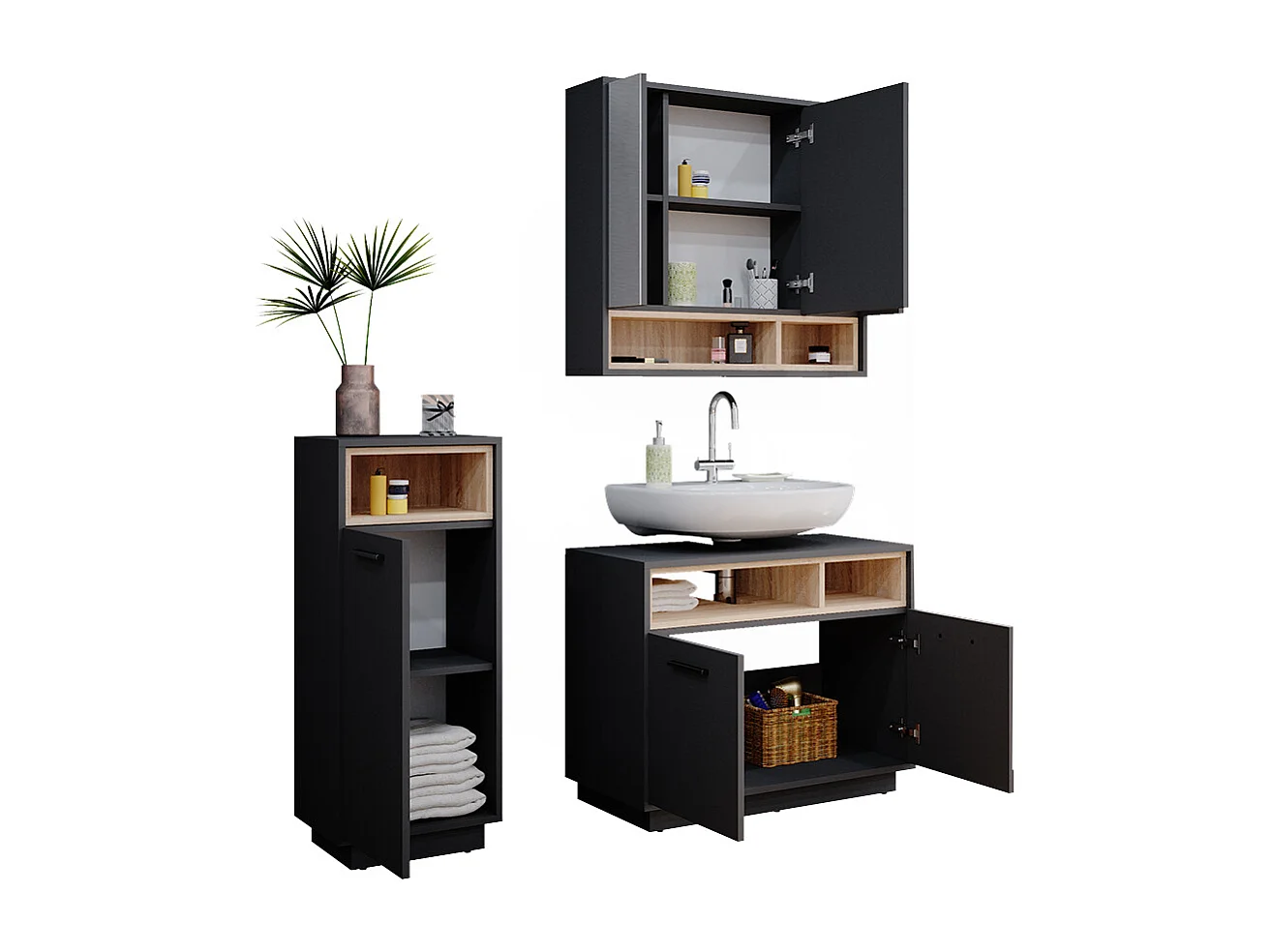 Meubles bain anthracite 80x40x64 beatrice