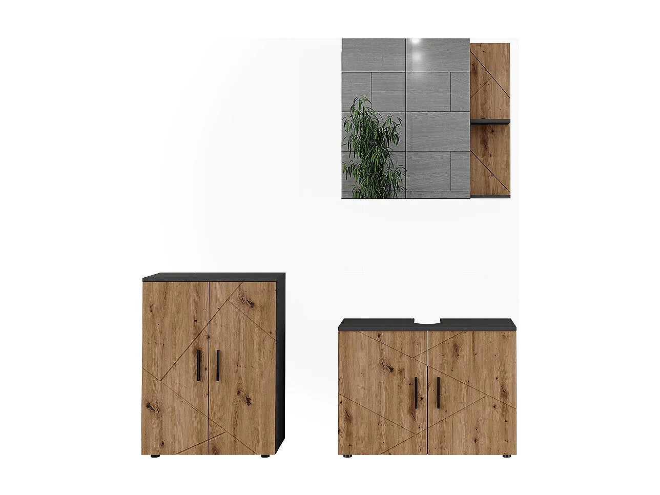 Set di mobili da bagno antracite/artisan 80x30x59 irma