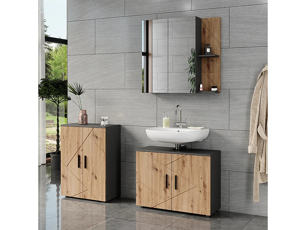 Set di mobili da bagno antracite/artisan 80x30x59 irma