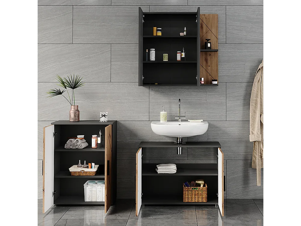 Set di mobili da bagno antracite/artisan 80x30x59 irma