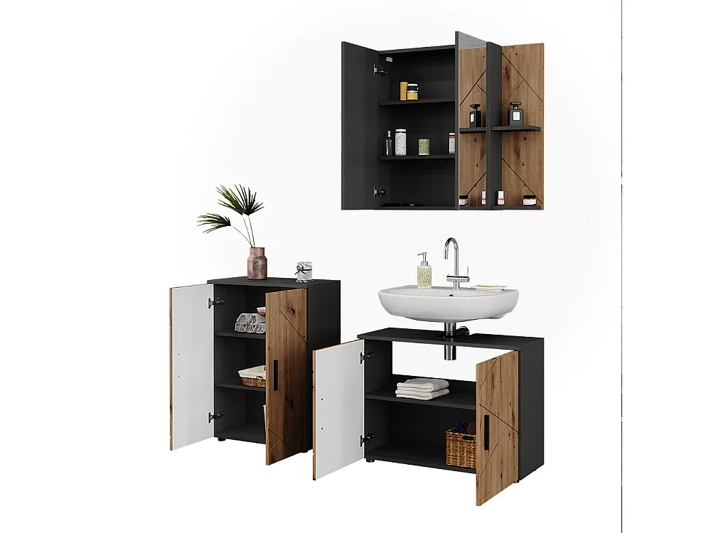 Set di mobili da bagno antracite/artisan 80x30x59 irma