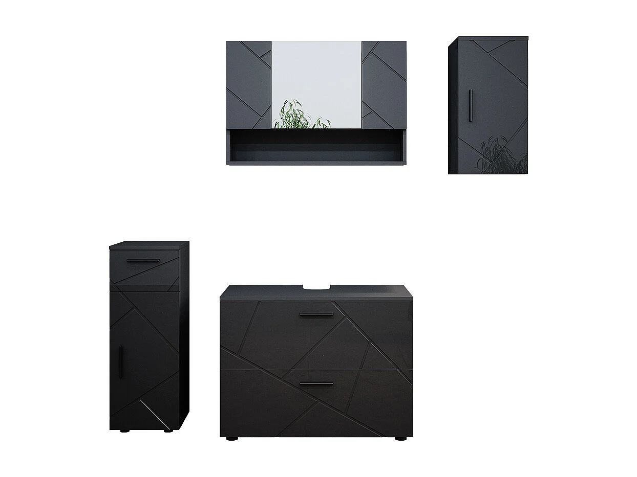 Meubles bain anthracite haute brillance 80x41x58.6 irma