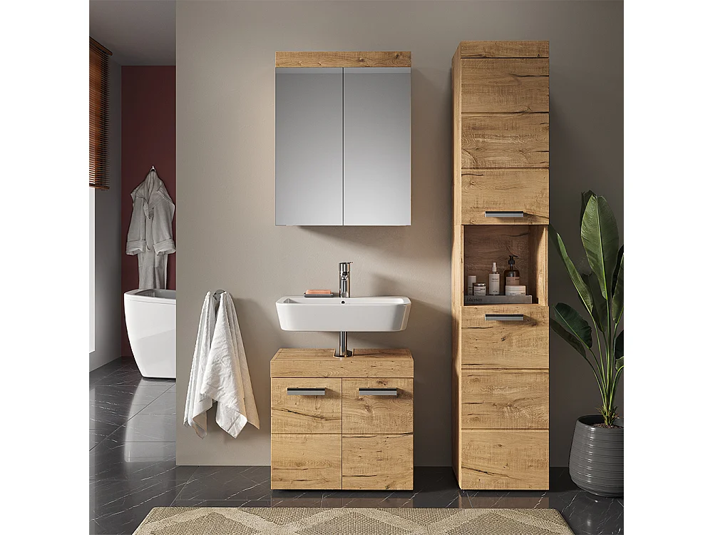 Meubles bain chêne wotan 60x34x56 luna