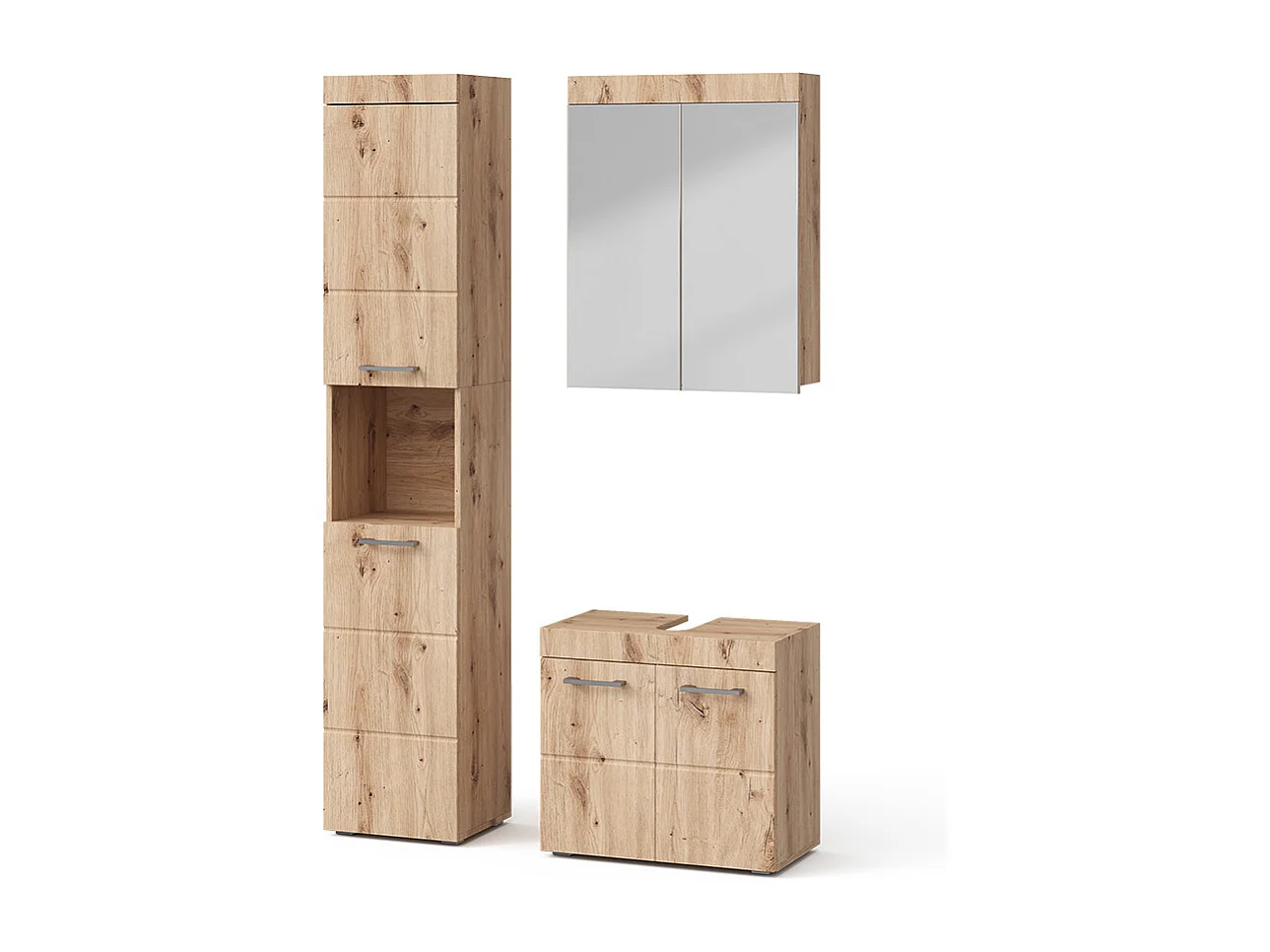 Set mobili bagno quercia wotan 60x34x56 luna