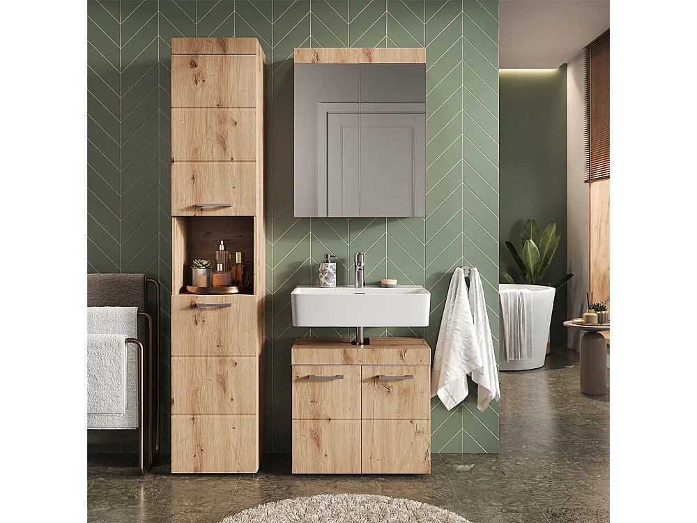 Set mobili bagno quercia wotan 60x34x56 luna