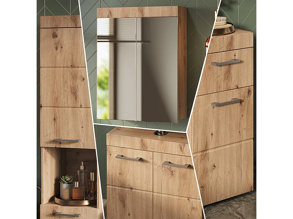 Set mobili bagno quercia wotan 60x34x56 luna