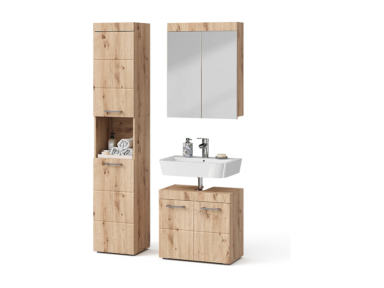 Set mobili bagno quercia wotan 60x34x56 luna