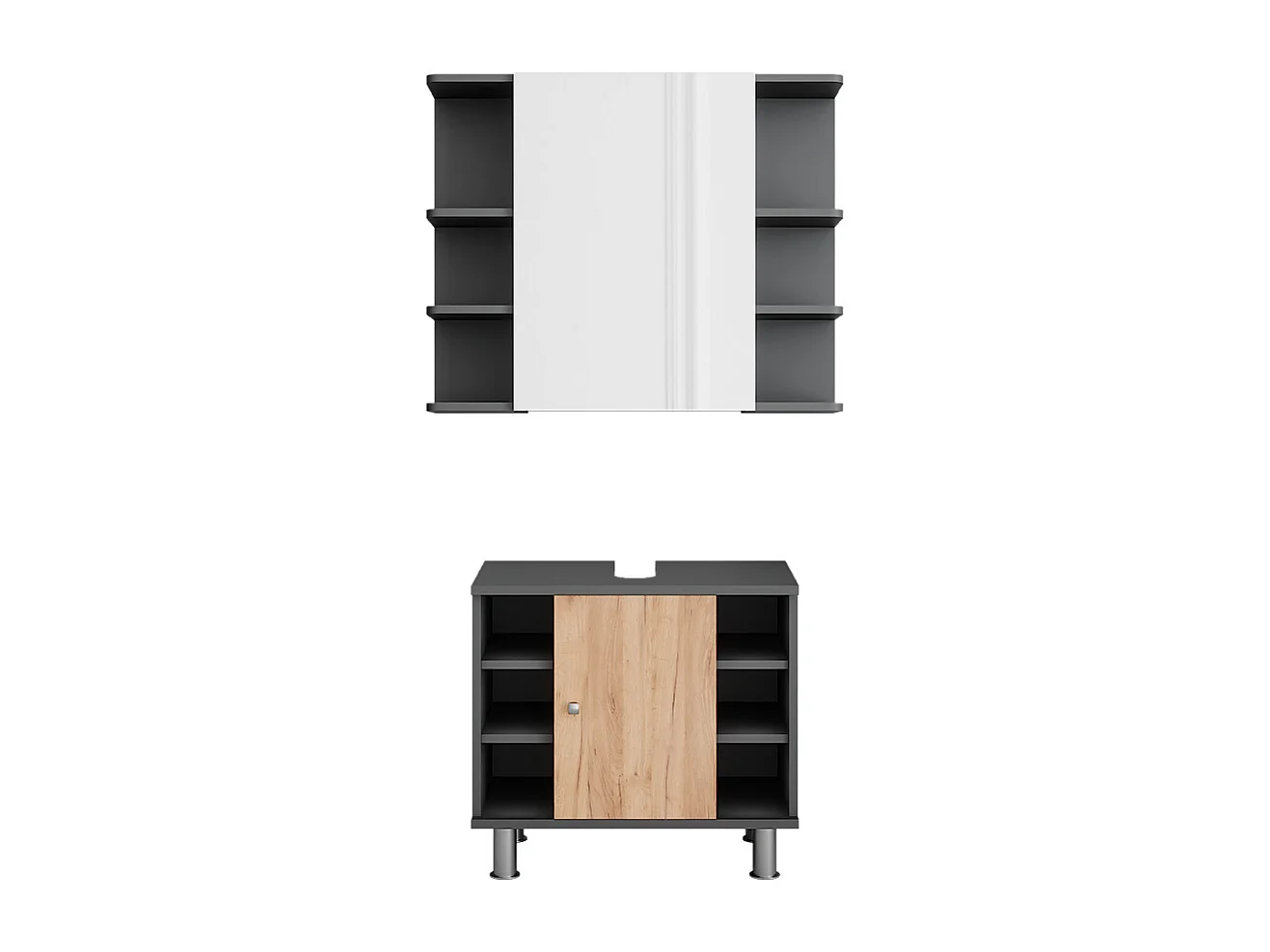 Meubles bain anthracite/chêne doré 60x32x54 fynn