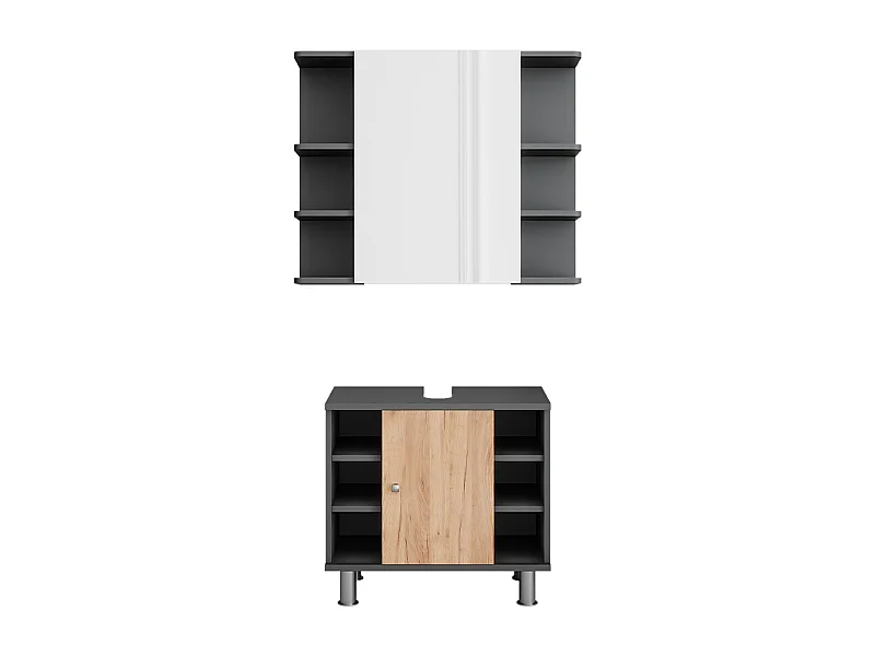 Badmöbel-Set anthrazit/goldkraft eiche 60x32x54 fynn