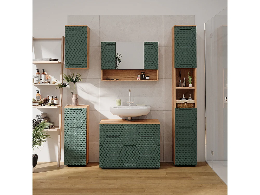 Conjunto de muebles de baño roble verde/dorado 80x41x58.6 irma
