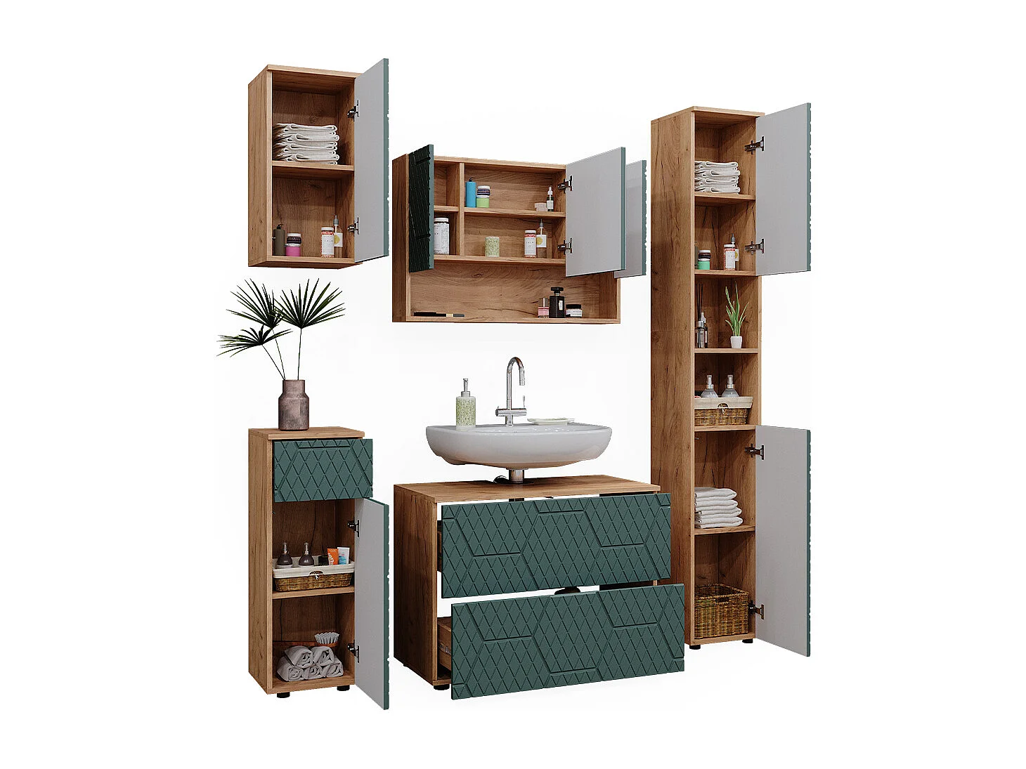 Meubles bain vert/force de lor chêne 80x41x58.6 irma