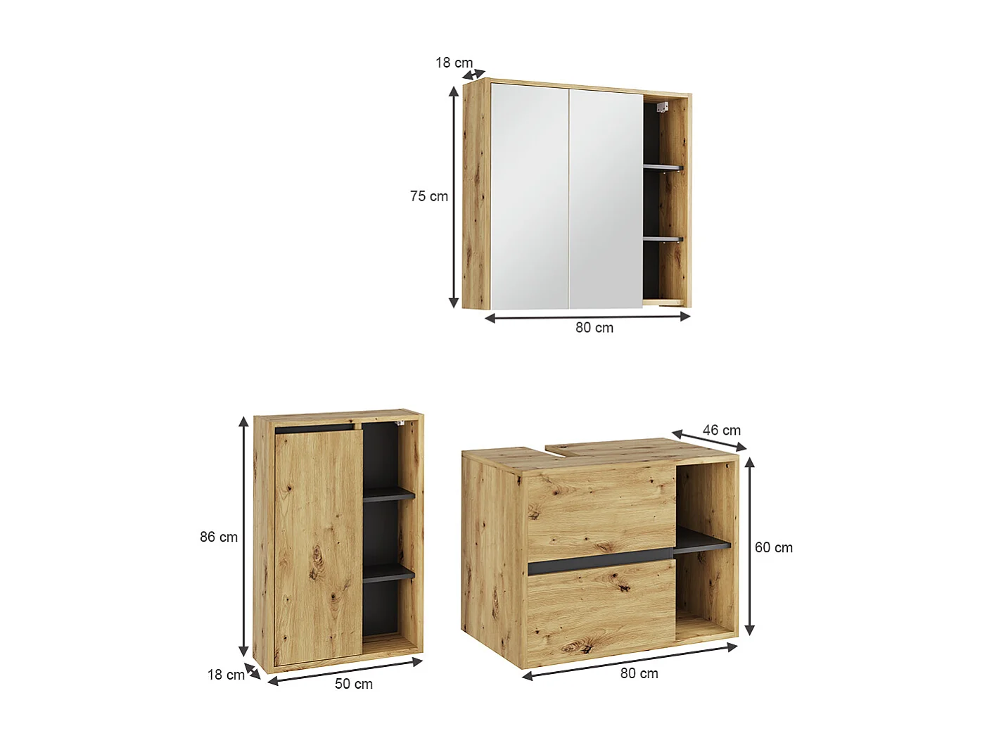 Set di mobili da bagno artigiano/grigio 80x46x60 viola