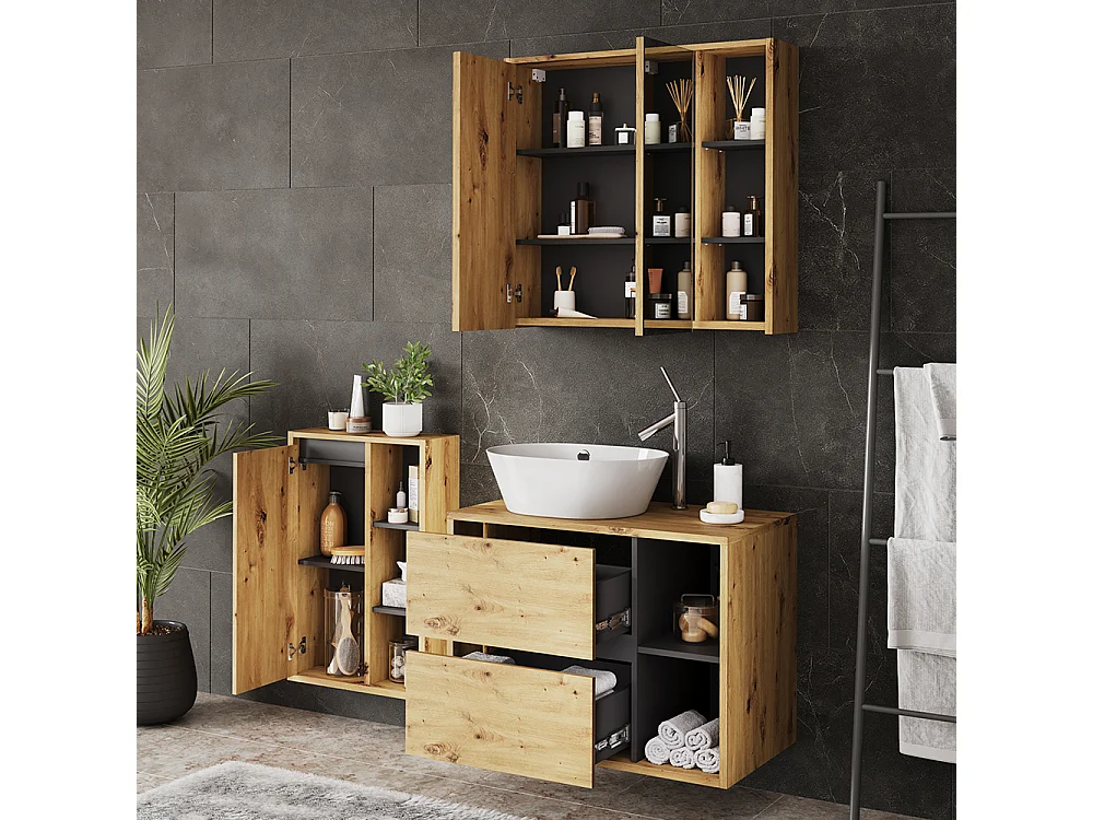 Set di mobili da bagno artigiano/grigio 80x46x60 viola