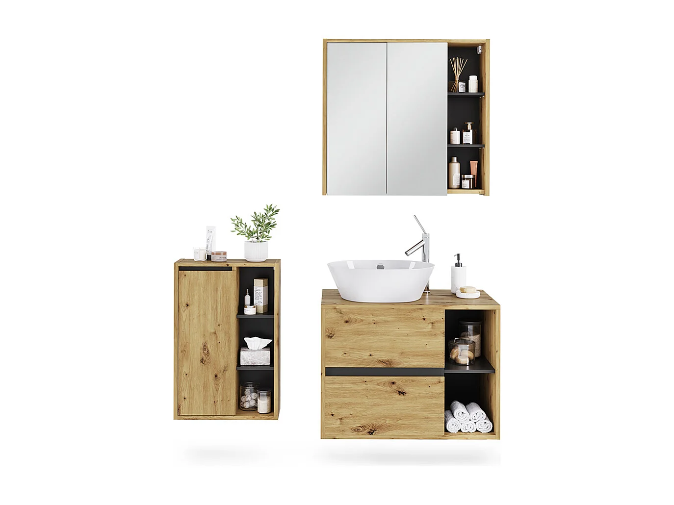 Set di mobili da bagno artigiano/grigio 80x46x60 viola