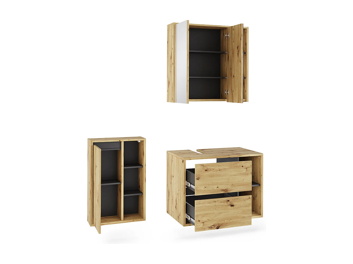 Set di mobili da bagno artigiano/grigio 80x46x60 viola